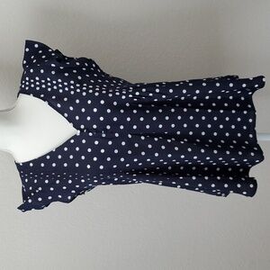 NWT Navy Wanna B Polka dot, fluttery sleeve top/blouse